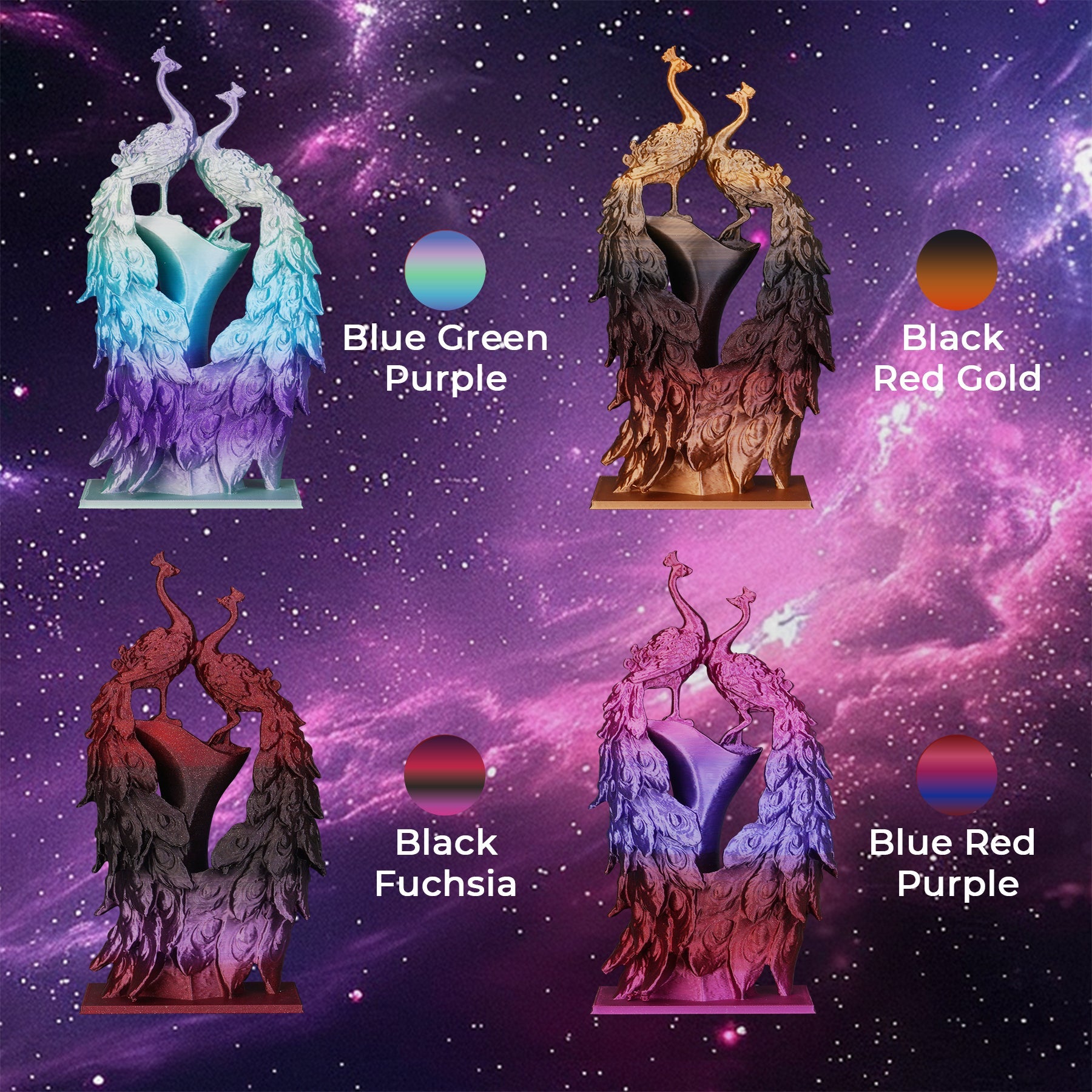 Amolen - PLA Silk Shiny Gradient Variety Pack (4x200g) - 1.75MM