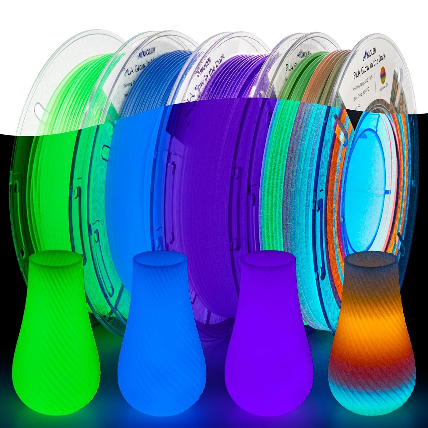 Amolen - PLA Glow in the Dark Variety Pack (4x200g)