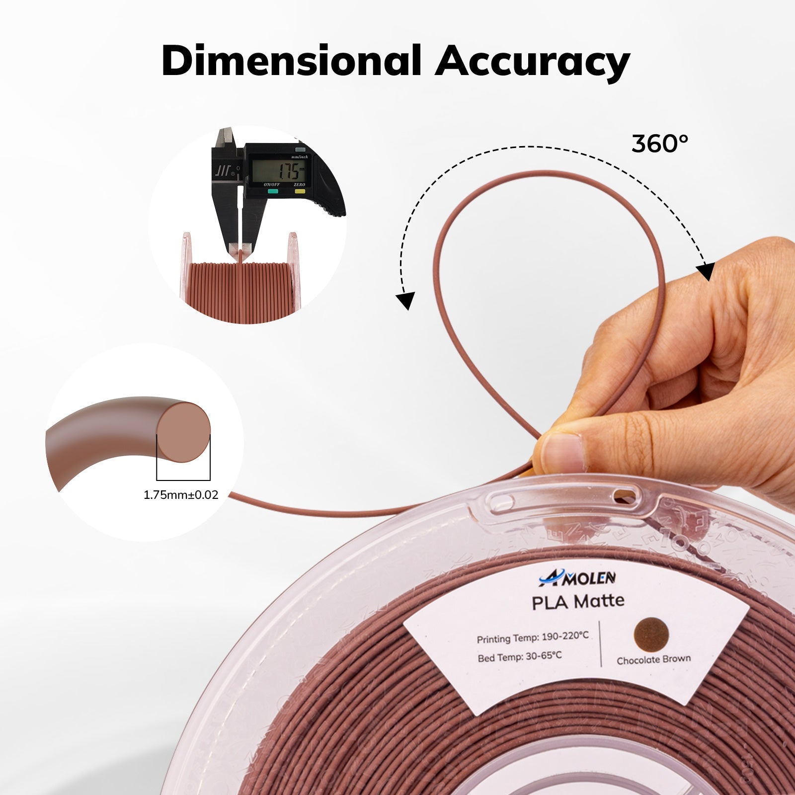 Amolen - PLA Matte Basic 1.75mm, 1KG/2.2LB