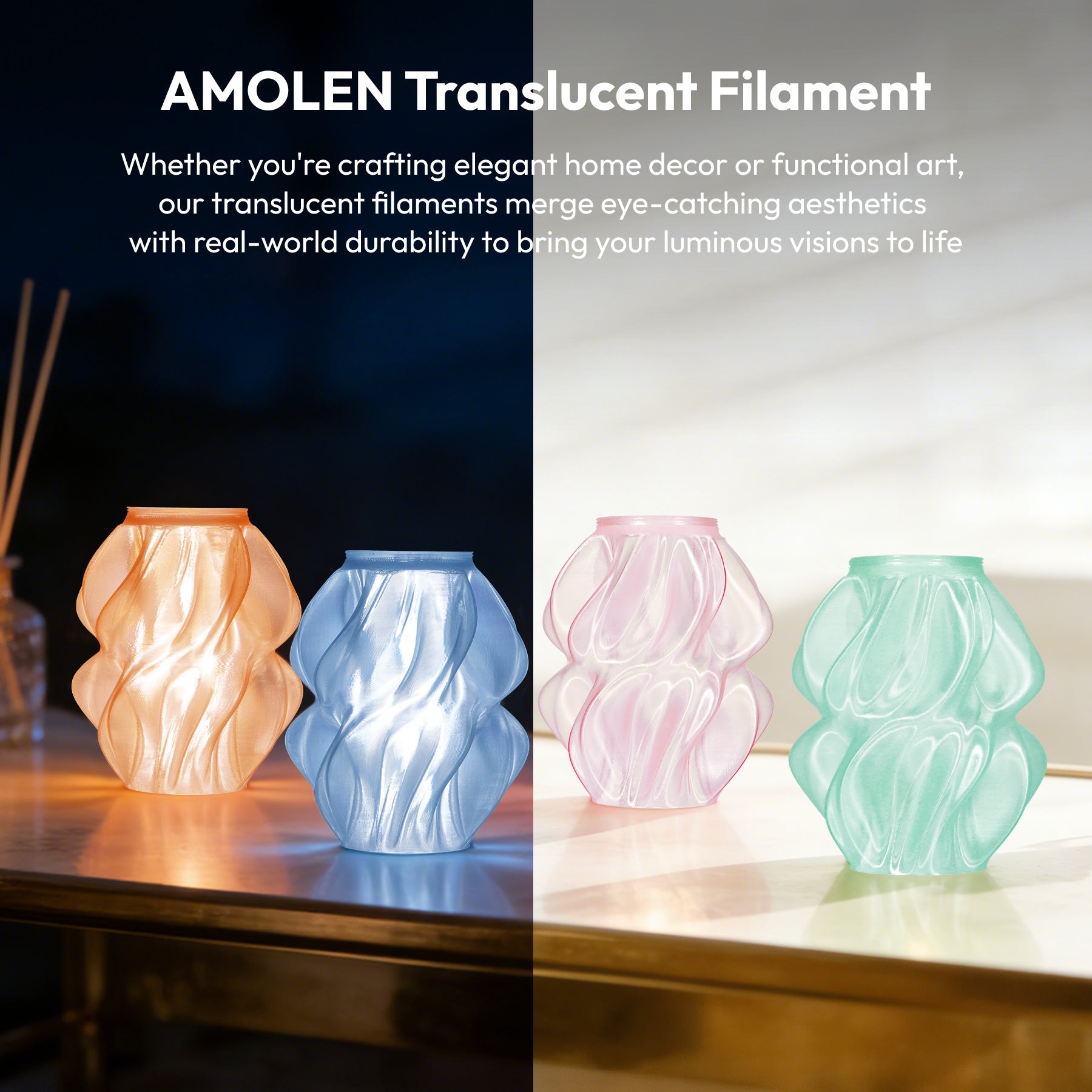 Amolen - PLA Crystal-Transparent Gradient Variety Pack (4x200g)