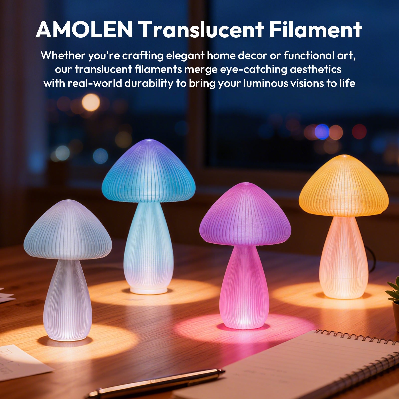Amolen - PLA Crystal-Transparent Gradient Variety Pack (4x200g)