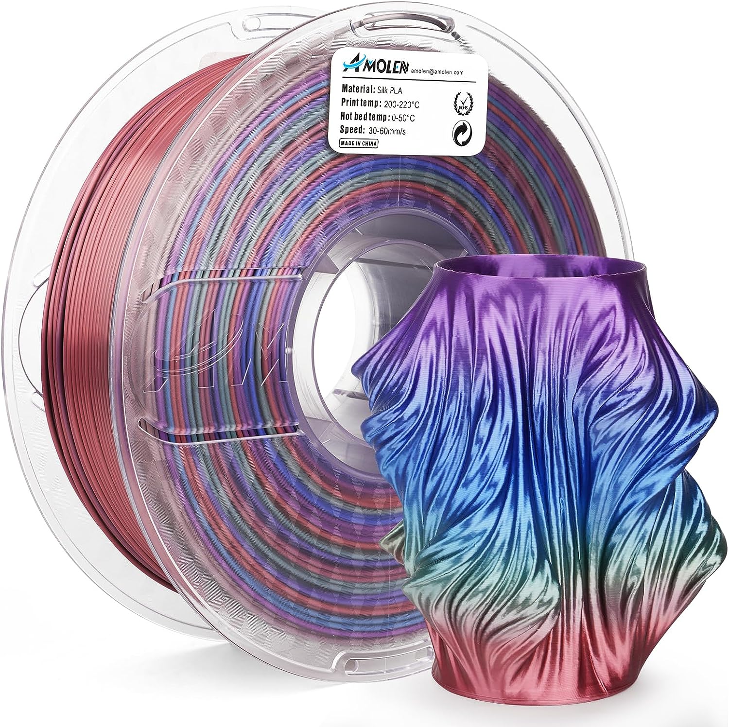 Amolen - PLA Silk Rainbow 1.75mm, 1KG/2.2LB