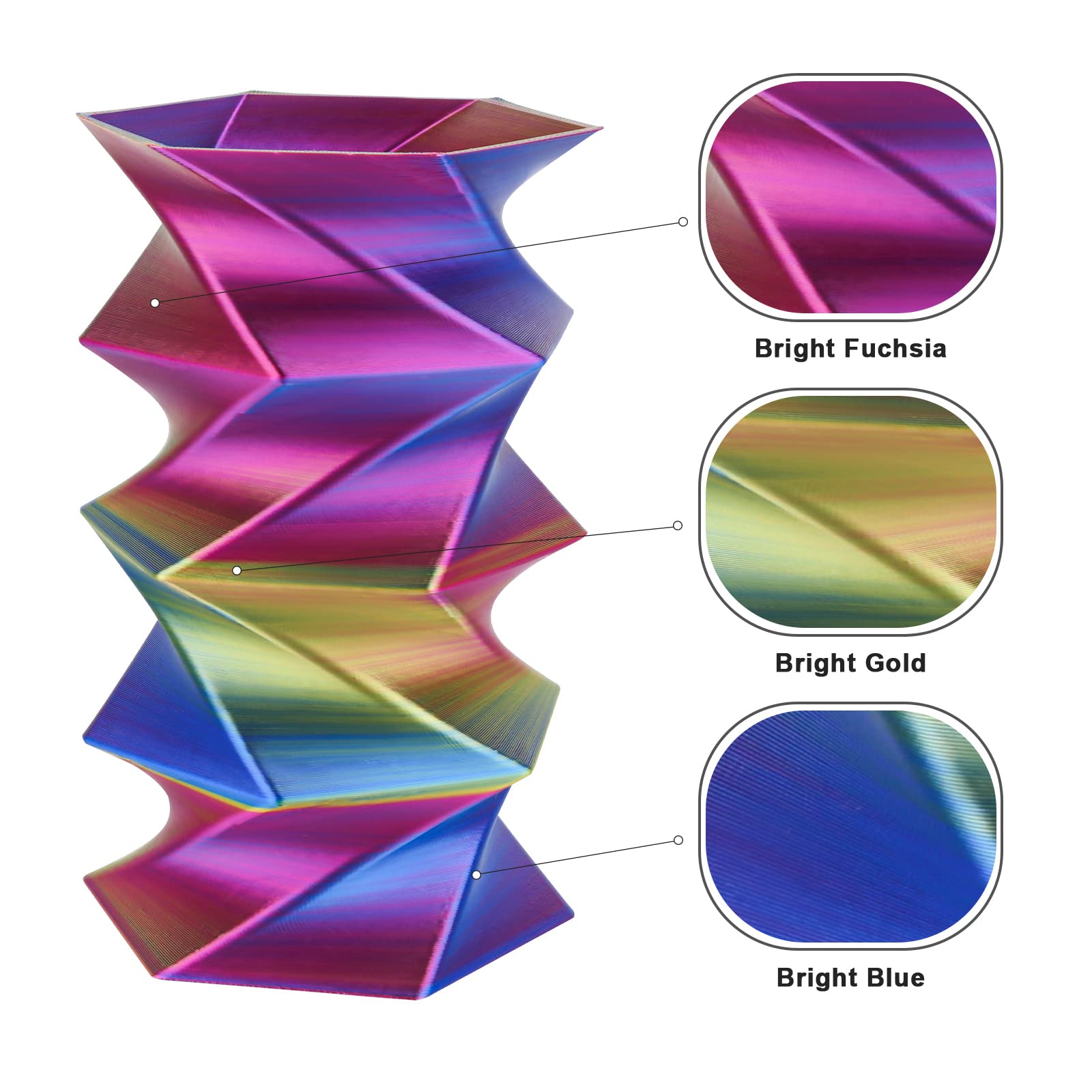 Amolen - PLA Silk Triple Color 1.75mm, 1KG/2.2LB