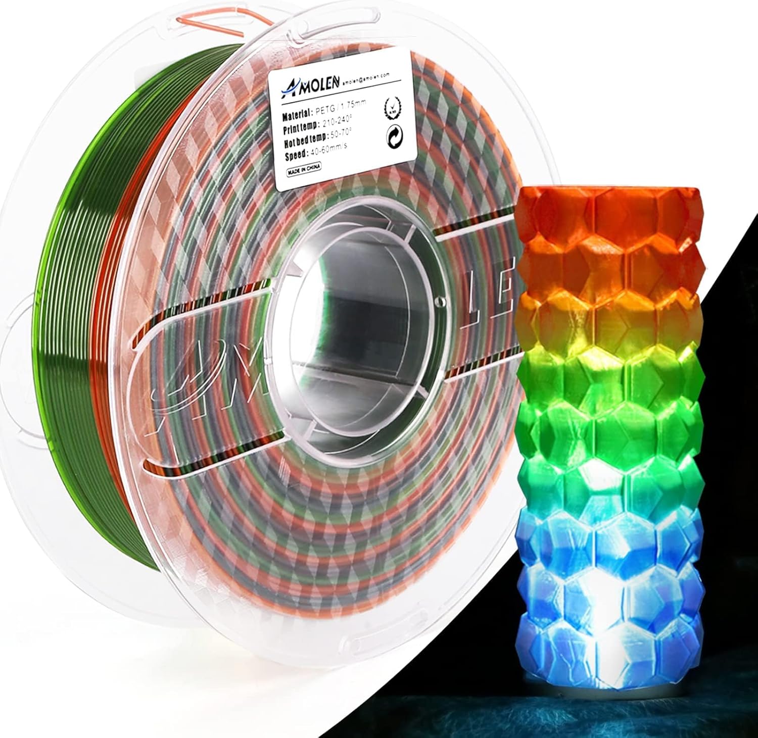 Amolen - PETG Transparent 1.75mm, 1KG/2.2LB