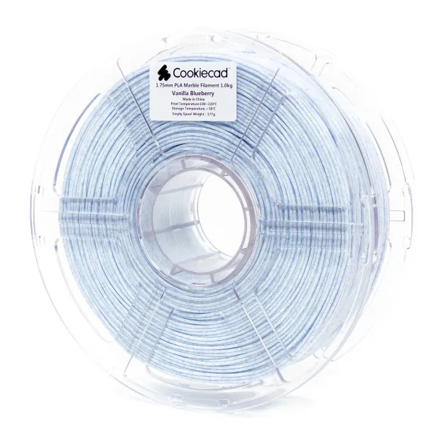 Cookiecad - Vanilla Blueberry Marble PLA Filament | White & Blue Textured 1.75mm