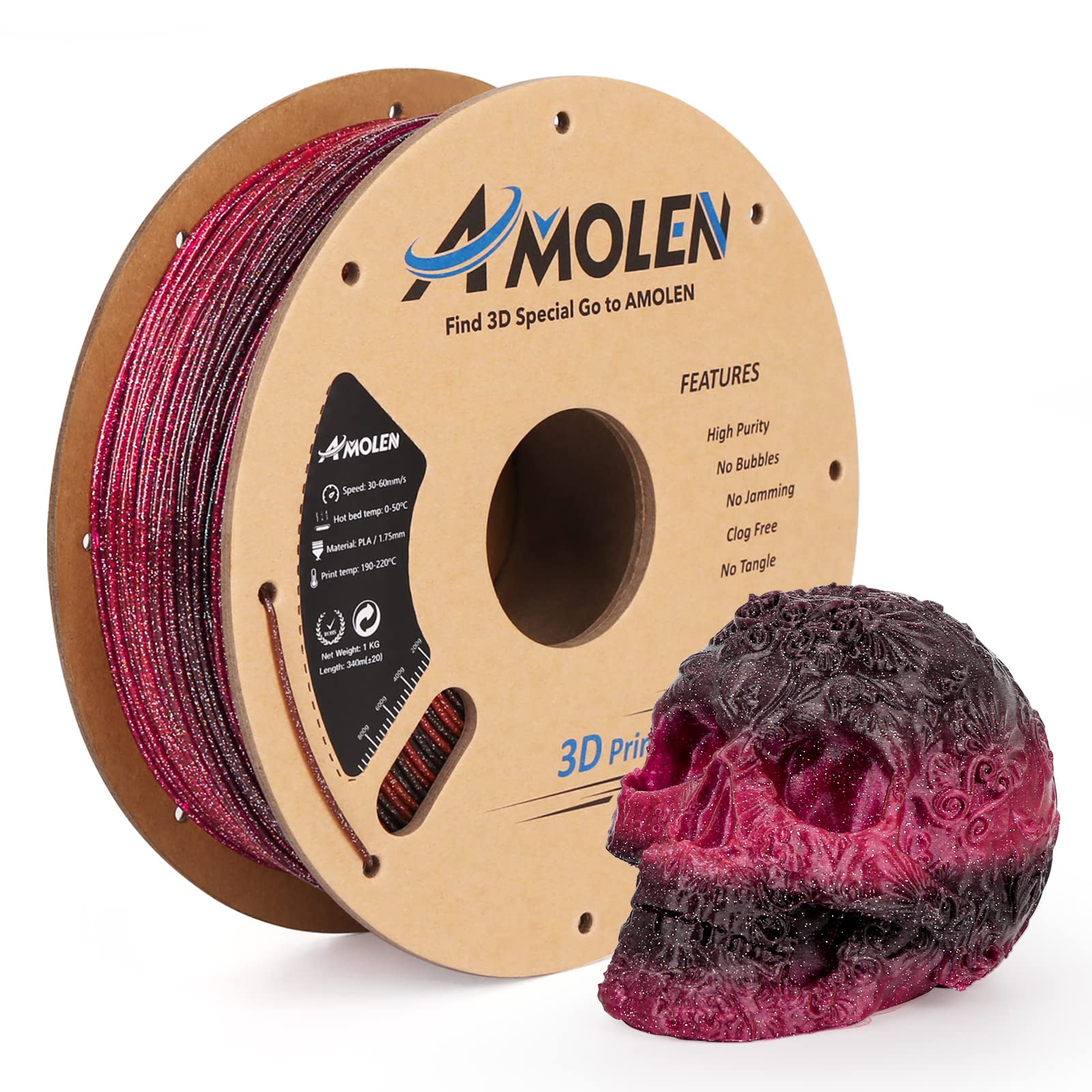 Amolen - PLA Galaxy / Sparkle & Shiny 1.75mm, 1KG/2.2LB