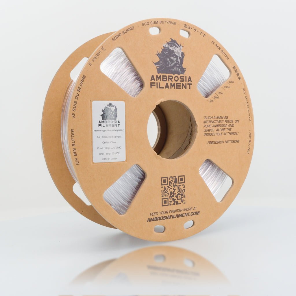 Ambrosia - Premium PETG Filament | Clear & Solid 1.75mm 1kg Spool