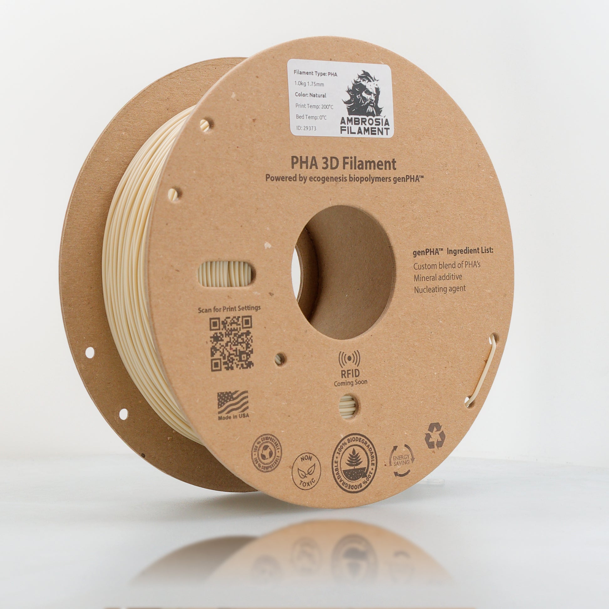 Ambrosia - EcoGenesis PHA Filament | 100% Home Compostable 3D Filament