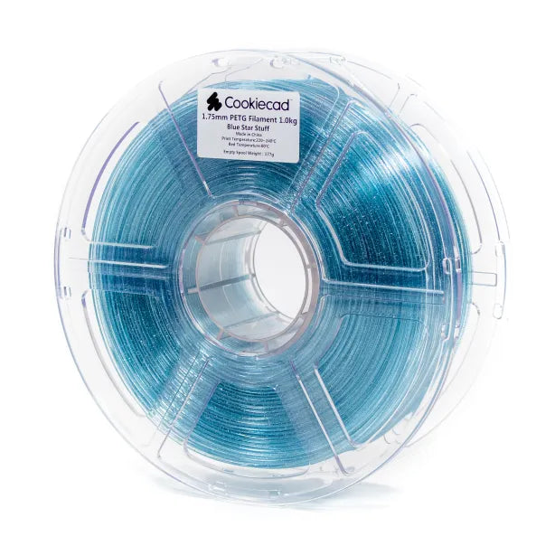 Cookiecad - Blue Star Stuff PETG Filament | Glitter Translucent Blue 1.75mm